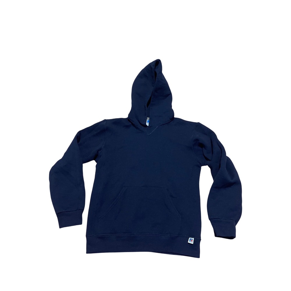 Russell Athletic Youth Large Blue Pullover Hoodie Sweatshirt Fleece Pocket